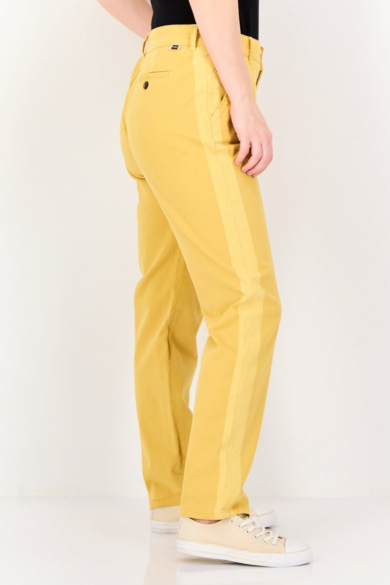 Reiko Women Regular Fit Solid Chino Pants, Yellow - Image 2