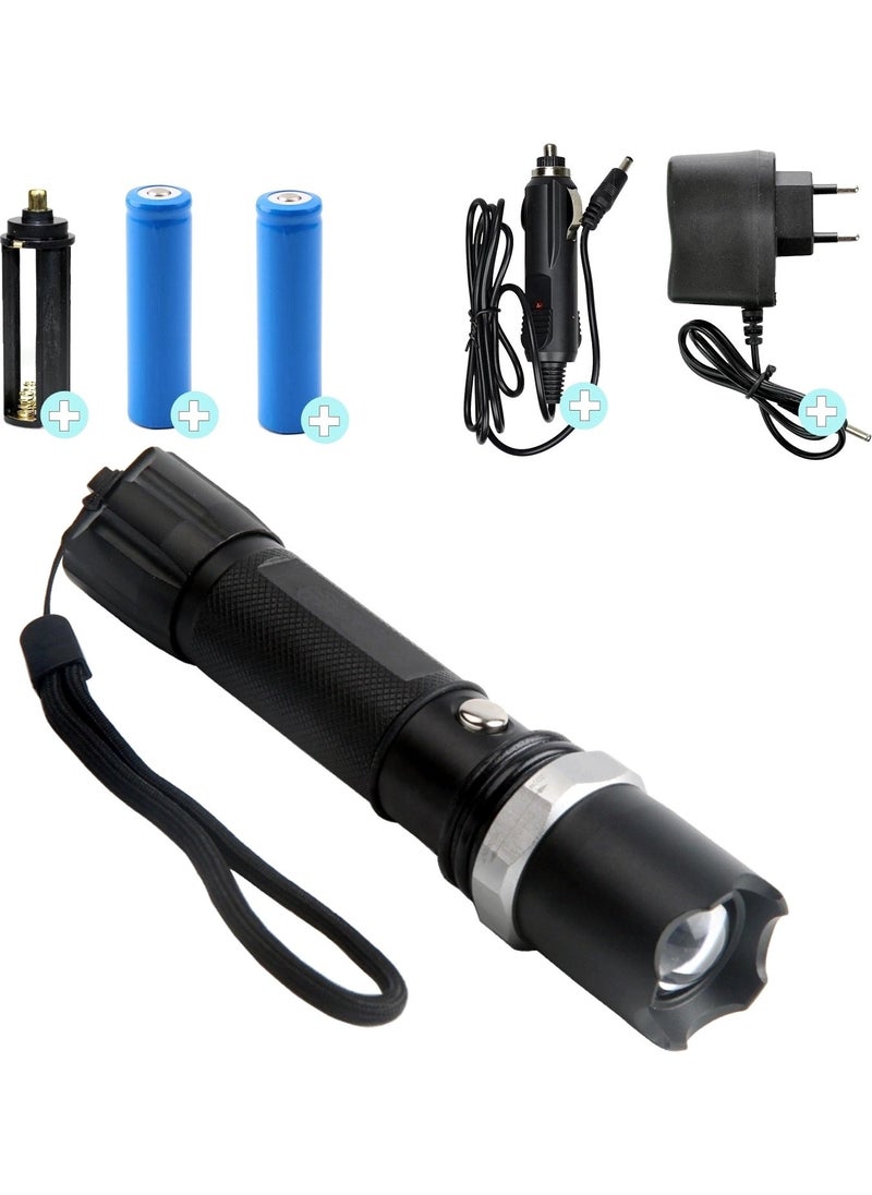 Neler Geldi Neler - What's New What's New Professional Rechargeable Flashlight Long Range Rechargeable Zoom Super Powerful Emergency Flashlight Dual Battery - Image 1