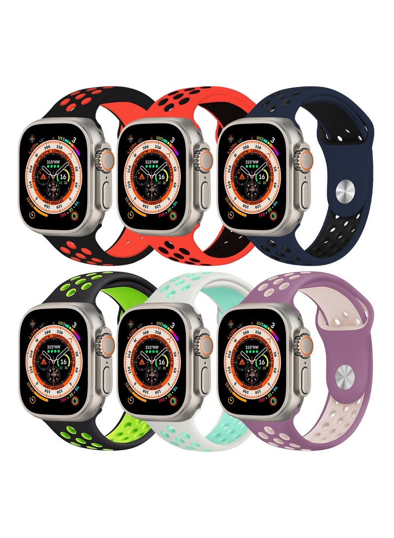 6 pieces of Soft Silicone Watchband Straps for Apple Watch 49mm 45mm 44mm 