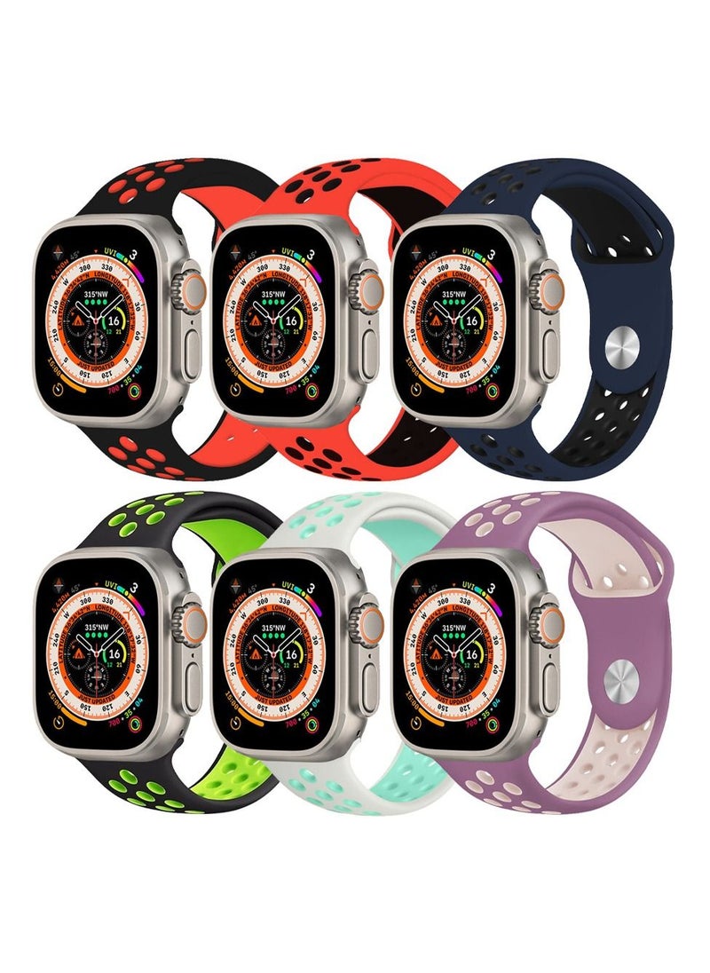 CATANES - 6 Pack For Apple Watch 49mm 45mm 44mm 42mm Silicone Sport Band Nike Strap Compatible With iWatch Series Ultra/8/7/SE/6/5/4/3/2/1 - Image 1