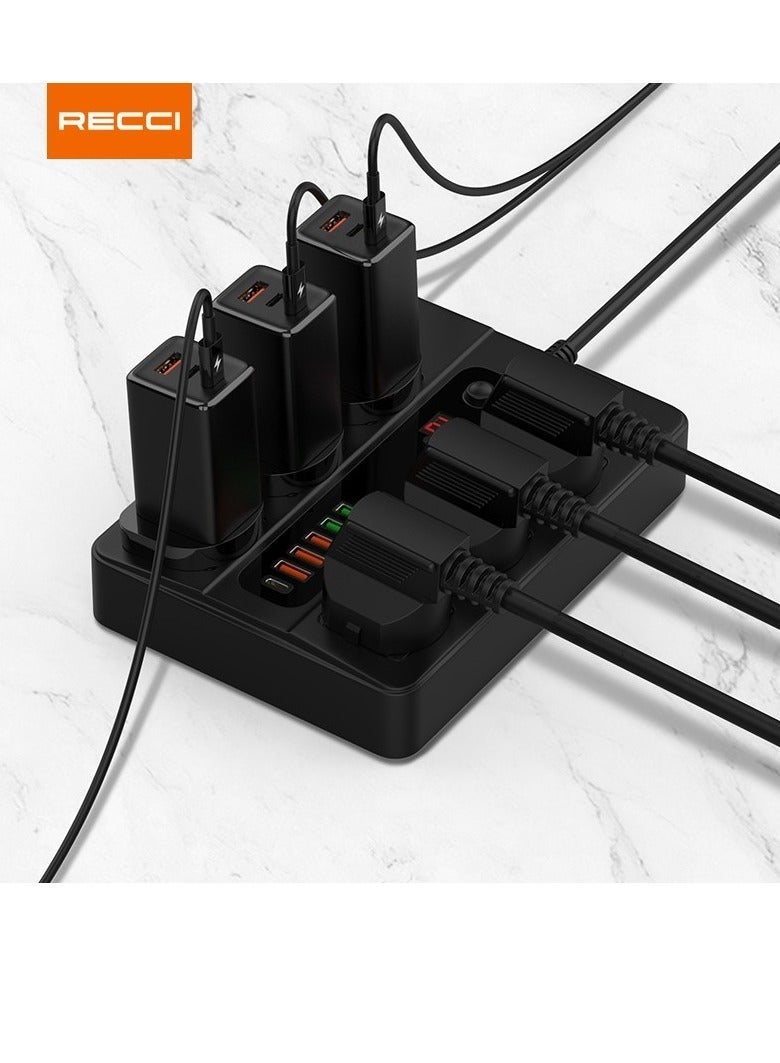 Recci PD+QC UK Plug Power Socket (6 AC Outlets, Type-C + 5 USB Ports - Image 5