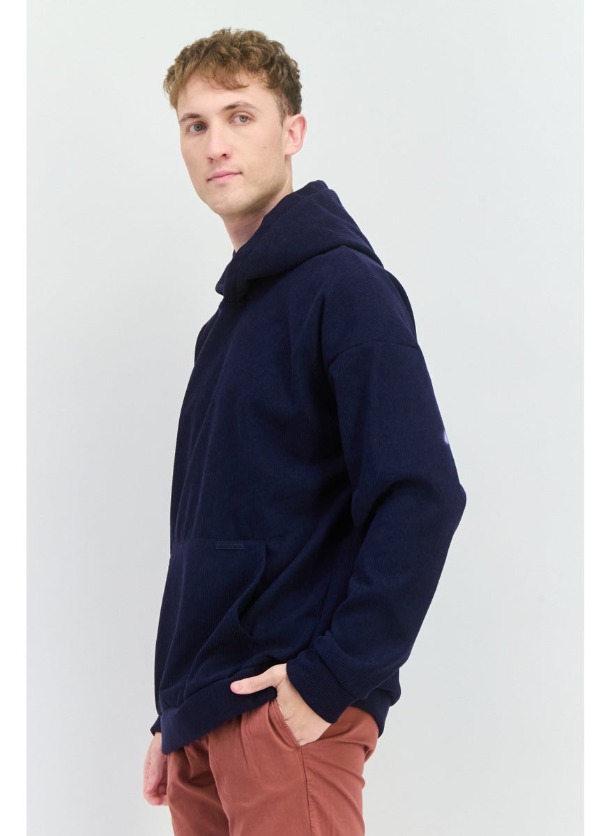 MEMBERS ONLY - Men Hooded Ribbed Long Sleeves Sweatshirt, Navy - Image 1