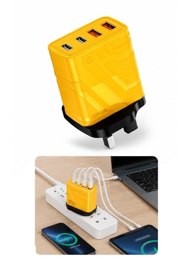 Winmax A charger with USB and USB-C ports, compatible with iPhone 17, 16, 15, 14, iPad, and Samsung, with 4 ports, 120W power, fast charging, and multiple protections. - Image 1