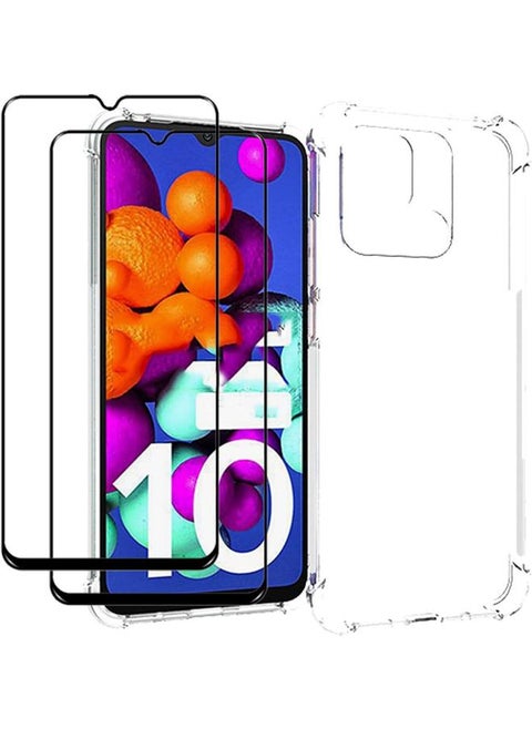 1 Plus 2 Case For Xiaomi Redmi 10C With Tempered Glass Screen Protector 2 Pcs Soft Clear Shockproof Case Cover For Xiaomi Redmi 10C Xiaomi Redmi 10C Clear