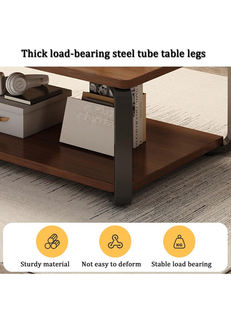 تايمي طاولة وسط خشبية بتصميم عصري مع مساحة تخزين مزدوجة وأرجل معدنية، طاولة لغرفة المعيشة والمكتب 120 × 60 × 43 سم - Image 5