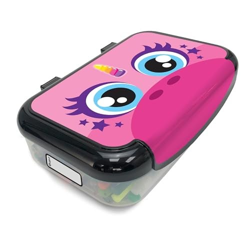 Zipit صندوق أقلام ZIPIT المصنوع من البلاستيك المعاد تدويره للفتيات، حقيبة أقلام بسعة كبيرة للمدرسة، صندوق منظم للم stationery، يونيكورن وردي - Image 1