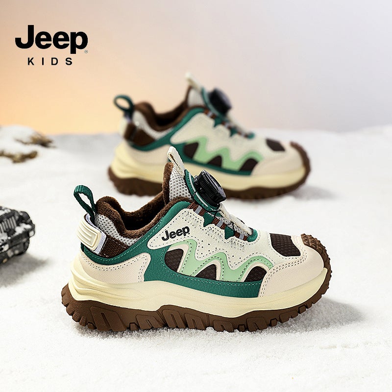 Jeep Girls Sneaker Winter Fleece-Lined Two Cotton Shoes Girls Shoes Leather Knob Children'S Shoes - Image 5