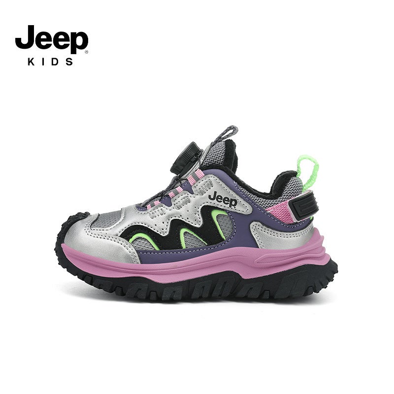 Jeep Girls Sneaker Winter Fleece-Lined Two Cotton Shoes Girls Shoes Leather Knob Children'S Shoes - Image 1