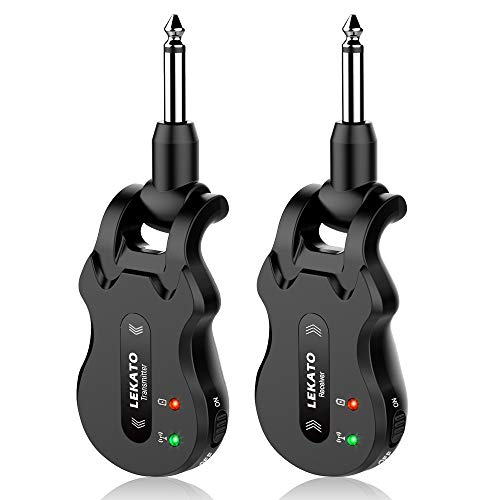 LEKATO Wireless Guitar System 5.8 Wireless Guitar Transmitter Receiver Rechargeable Audio Wireless Transmitter Receiver 4 Channels Transmission Range for Electric Guitar Bass (Black) - Image 2