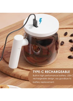 SYOSI Electric Mixing Mug, Type C Rechargeable Waterproof Self Stirring Coffee Mug with Lid and Handle, Electric High Speed Stirring Cup with Detachable Stirring Rod for Home Office Coffee Milk - 13.5oz  - Image 2