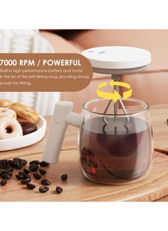 SYOSI Electric Mixing Mug, Type C Rechargeable Waterproof Self Stirring Coffee Mug with Lid and Handle, Electric High Speed Stirring Cup with Detachable Stirring Rod for Home Office Coffee Milk - 13.5oz  - Image 3