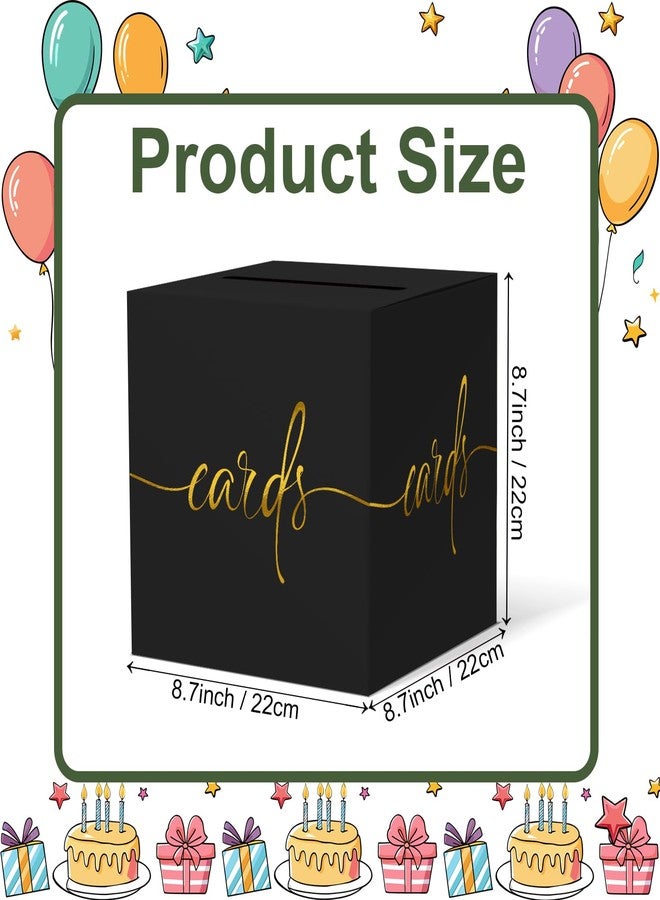 CINSOEN Black Card Box with Gold Foil Design, Paperboard Card Box for Birthday Wedding Party Graduation Retirement Anniversary Valentine's Day & Baby Showers Halloween, Raffle or Money Box - Image 3