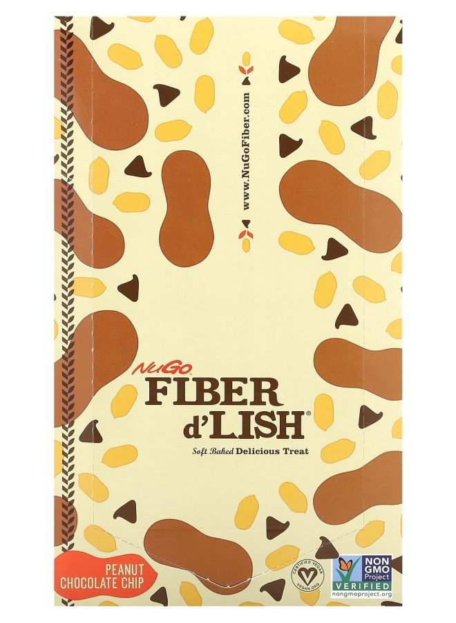 NuGo Fiber d'Lish Peanut Chocolate Chip 16 Bars 1.6 oz (45 g) Each