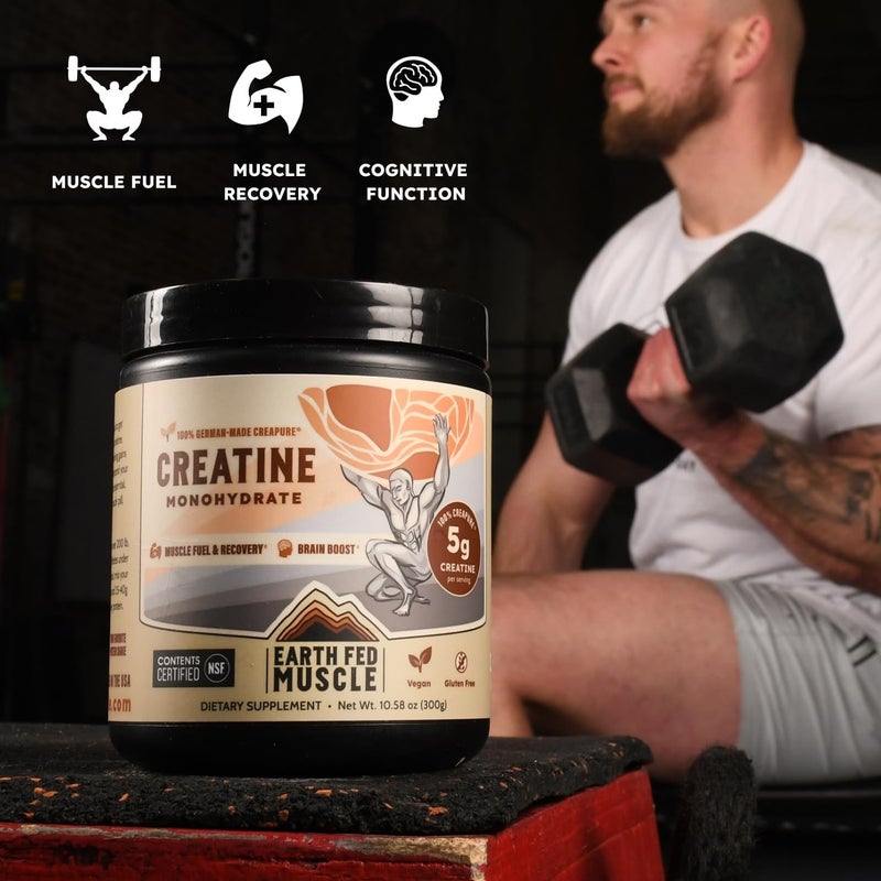 Earth Fed Muscle Transcend Creatine Monohydrate Powder  100 German Creapure Creatine for Women  Muscle Recovery  Building Energy Production  Unflavored 5g Serving 60 Servings per Container - Image 5