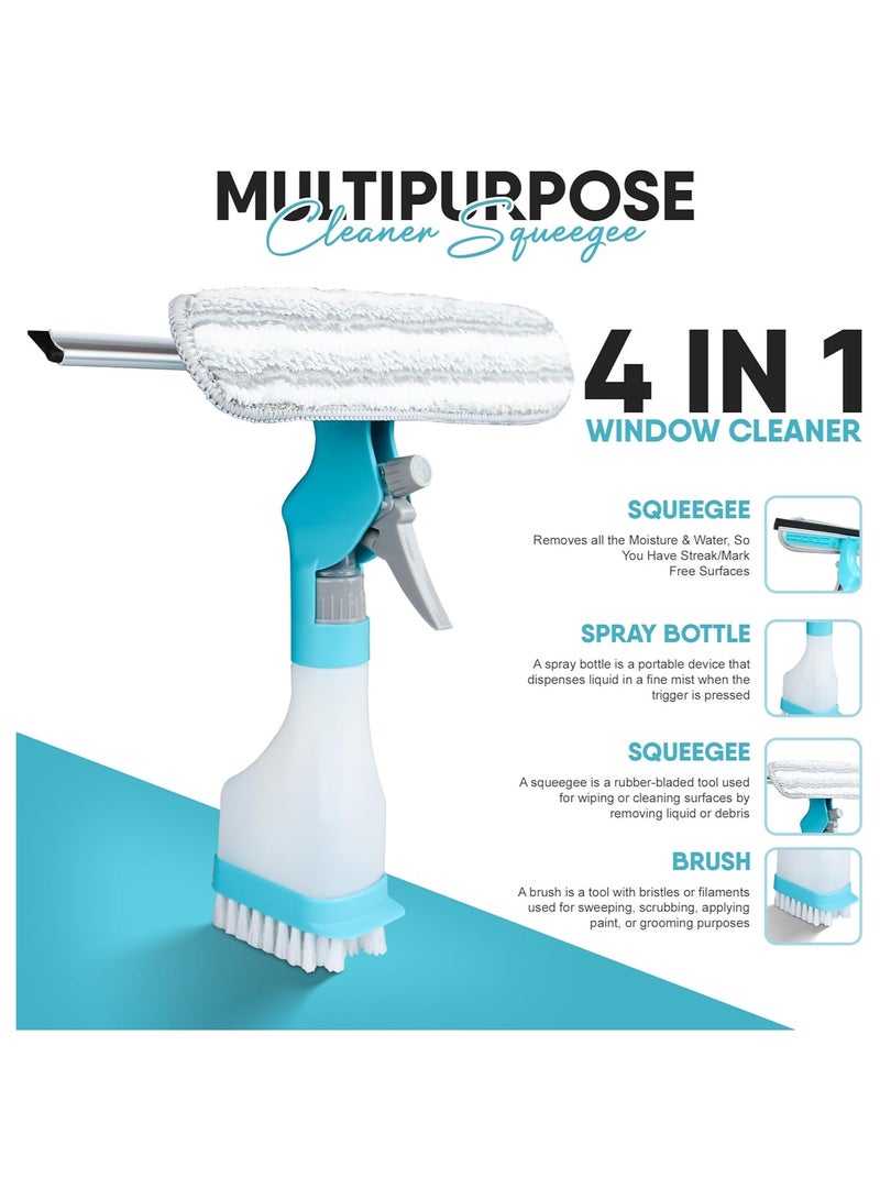Squeegee for Glass Door, Multipurpose Glass Cleaner Squeegees, Heavy Duty Glass Scrubber, for Car Windshield, Kitchen, Bathroom Shower Doors With Spray Bottle, Squeegee, Brush Tools - Image 2