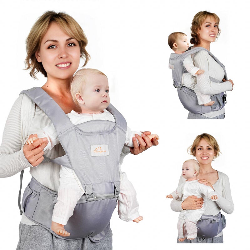 Mumgaroo Baby Carrier Newborn to Toddler, 6-in-1 Front and Back Baby Hip Carrier One Size Fits All Adjustable Toddler Carrier Hip Carrier for Baby with Hip Seat Adapt to Newborn, Infant & Toddler - Image 1