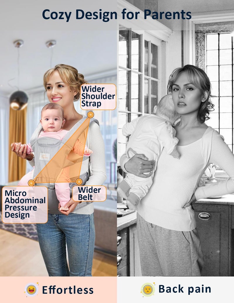 Mumgaroo Baby Carrier Newborn to Toddler, 6-in-1 Front and Back Baby Hip Carrier One Size Fits All Adjustable Toddler Carrier Hip Carrier for Baby with Hip Seat Adapt to Newborn, Infant & Toddler - Image 3