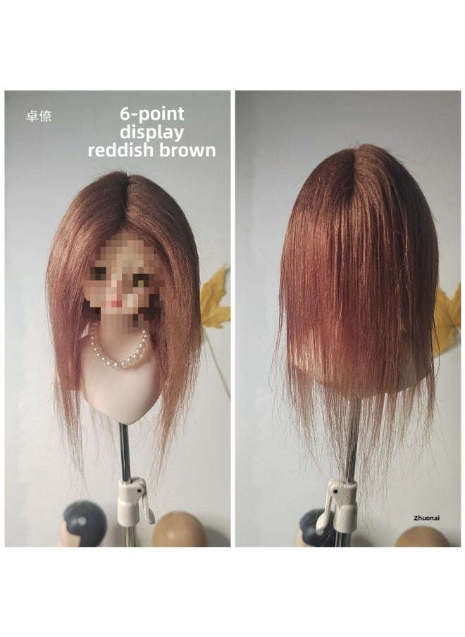 Cotton Doll Wig Stock Daily Hair Embryo 6 Points 8 Points Elastic Hair Imitation Beach Wool Diy Dress Material 10c-Height:Red Brown-11-12 Head Circumference