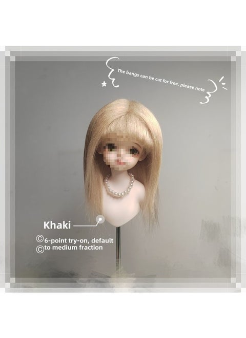 Cotton Doll Wig Stock Daily Hair Embryo 6 Points 8 Points Elastic Hair Imitation Beach Wool Diy Dress Material 10c-Height:Red Brown-11-12 Head Circumference