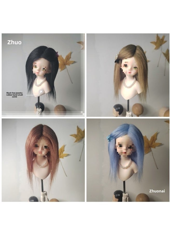 Cotton Doll Wig Stock Daily Hair Embryo 6 Points 8 Points Elastic Hair Imitation Beach Wool Diy Dress Material 10c-Height:Red Brown-11-12 Head Circumference