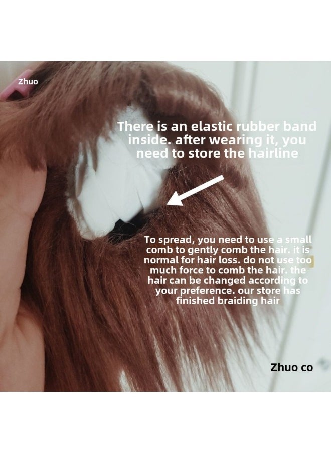 Cotton Doll Wig Stock Daily Hair Embryo 6 Points 8 Points Elastic Hair Imitation Beach Wool Diy Dress Material 10c-Height:Red Brown-11-12 Head Circumference