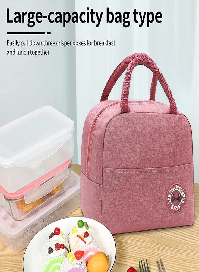 AIMERS Portable Thermal Insulated Lunch Bag | Waterproof Aluminum Foil Inner | Reusable Tote for Work, School, Picnic | Leak-Proof Cooler Storage for Adults & Kids - Pink Color - Image 2
