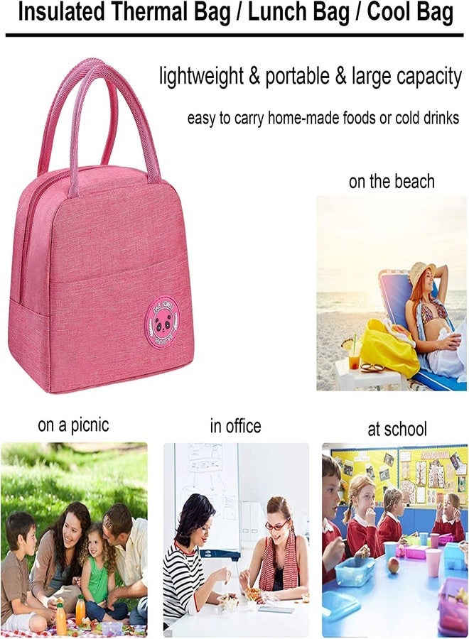AIMERS Portable Thermal Insulated Lunch Bag | Waterproof Aluminum Foil Inner | Reusable Tote for Work, School, Picnic | Leak-Proof Cooler Storage for Adults & Kids - Pink Color - Image 5