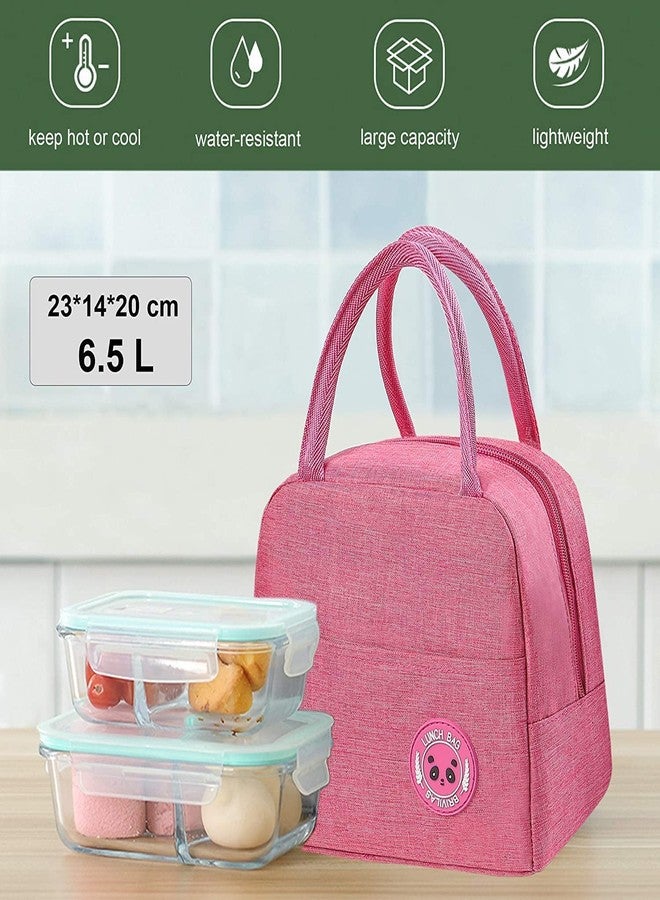AIMERS Portable Thermal Insulated Lunch Bag | Waterproof Aluminum Foil Inner | Reusable Tote for Work, School, Picnic | Leak-Proof Cooler Storage for Adults & Kids - Pink Color - Image 3