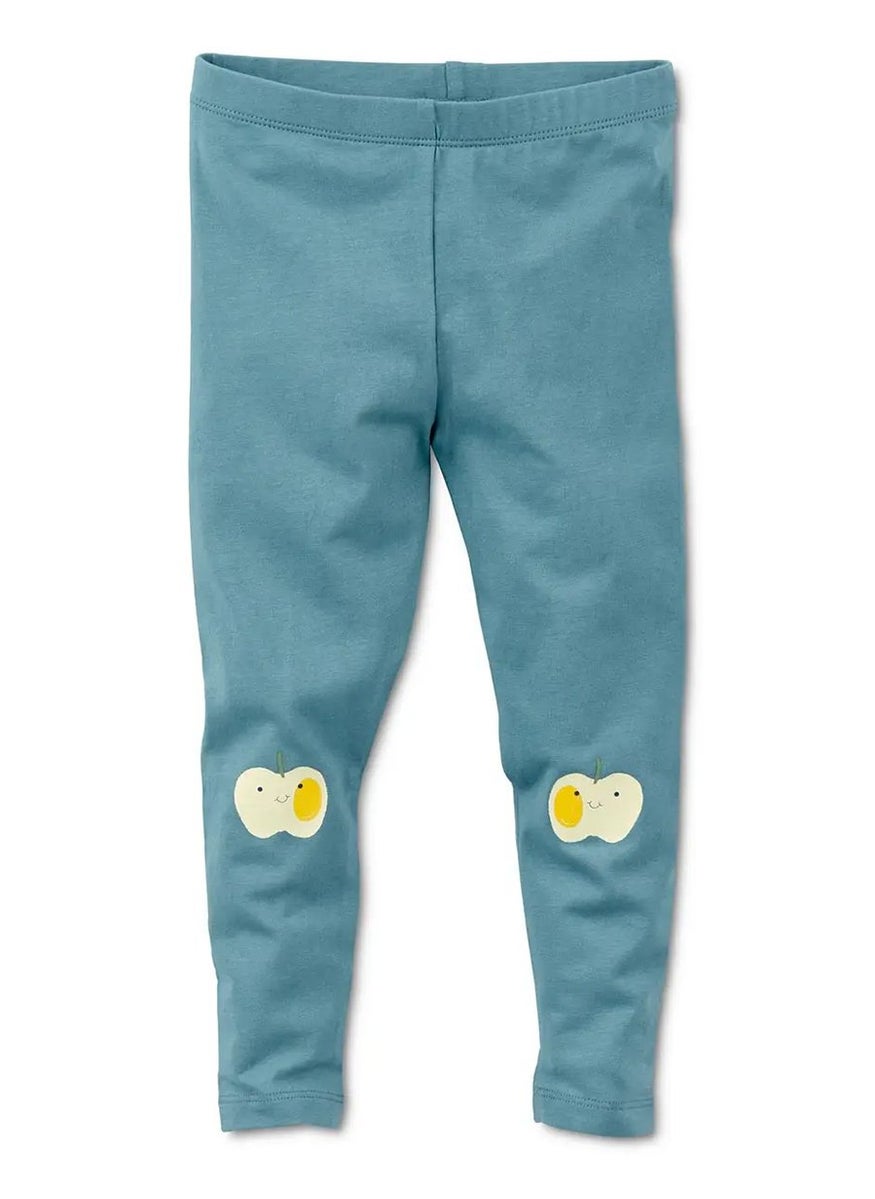Tchibo Toddler Girls 2 Pcs Plain Heather Pull,On Leggings, Teal and Grey  - Image 2