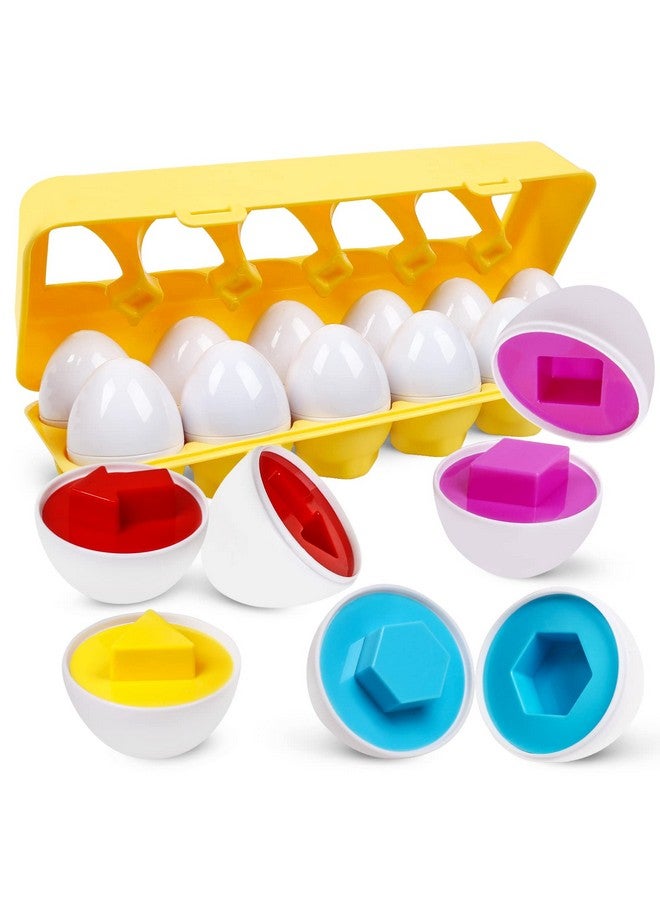 NAODONGLI Montessori Geometric Eggs,12 pcs Set Color & Shape Egg Puzzle Toys Matching Eggs for Toddlers,Preschool Educational Sorting Game Fine Motor Toy Gifts for 1 2 3 Years Old Kids Boys Girls - Image 1