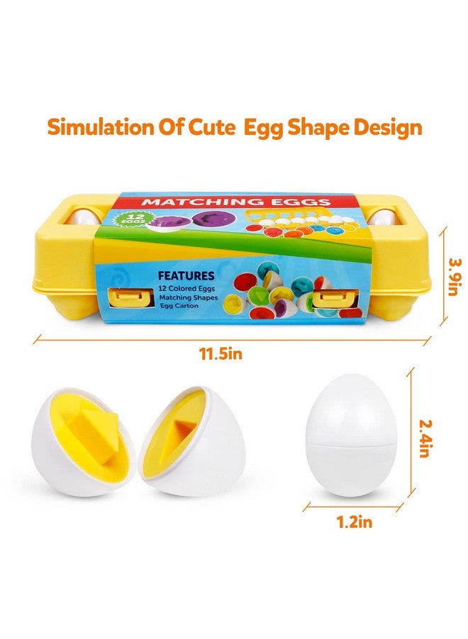 NAODONGLI Montessori Geometric Eggs,12 pcs Set Color & Shape Egg Puzzle Toys Matching Eggs for Toddlers,Preschool Educational Sorting Game Fine Motor Toy Gifts for 1 2 3 Years Old Kids Boys Girls - Image 3