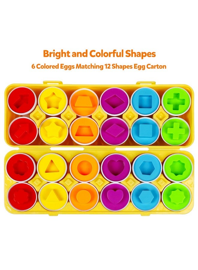 NAODONGLI Montessori Geometric Eggs,12 pcs Set Color & Shape Egg Puzzle Toys Matching Eggs for Toddlers,Preschool Educational Sorting Game Fine Motor Toy Gifts for 1 2 3 Years Old Kids Boys Girls - Image 2
