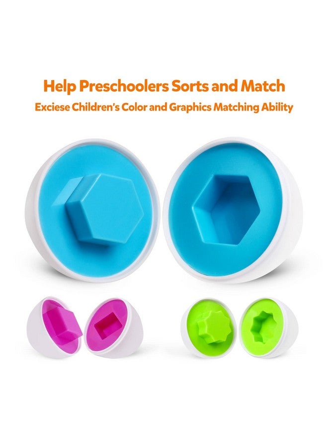 NAODONGLI Montessori Geometric Eggs,12 pcs Set Color & Shape Egg Puzzle Toys Matching Eggs for Toddlers,Preschool Educational Sorting Game Fine Motor Toy Gifts for 1 2 3 Years Old Kids Boys Girls - Image 4