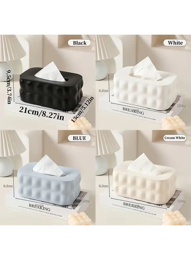 Blue Waterproof Tissue Box Minimalist Style Durable Plastic Dustproof For Bedroom Living Room - Image 4