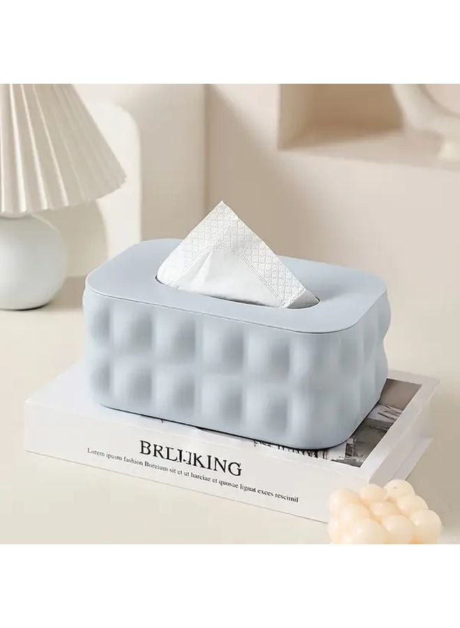 Blue Waterproof Tissue Box Minimalist Style Durable Plastic Dustproof For Bedroom Living Room - Image 1