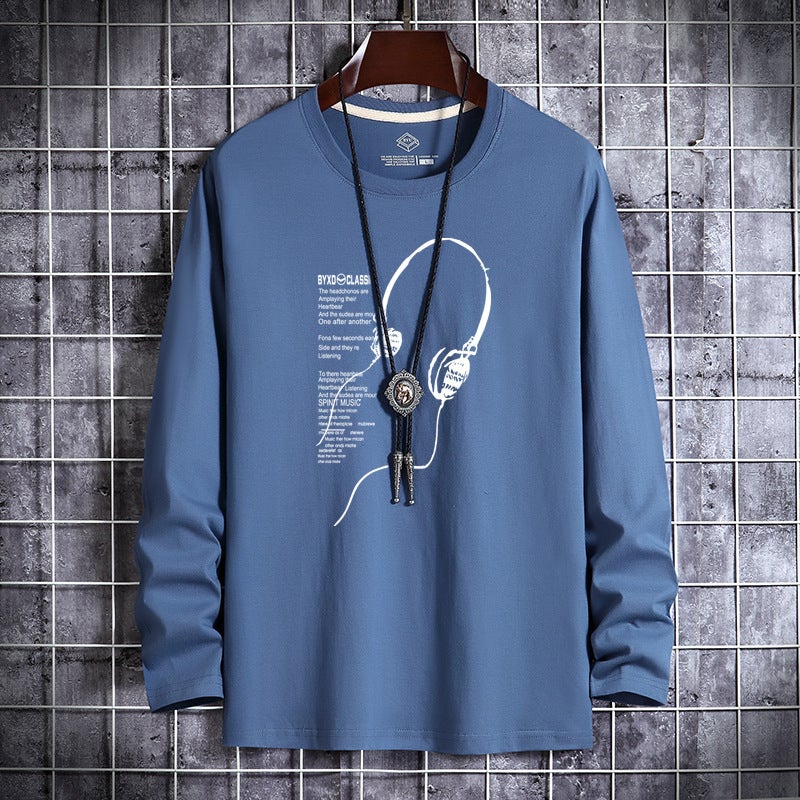 Trendy Men'S Long-Sleeved T-Shirt Men'S Trendy All-Match Round Neck Inner Base Shirt Men'S Slim-Fit Handsome T-Shirt - Image 1