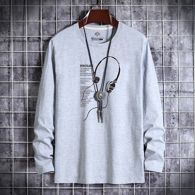 Trendy Men'S Long-Sleeved T-Shirt Men'S Trendy All-Match Round Neck Inner Base Shirt Men'S Slim-Fit Handsome T-Shirt - Image 4