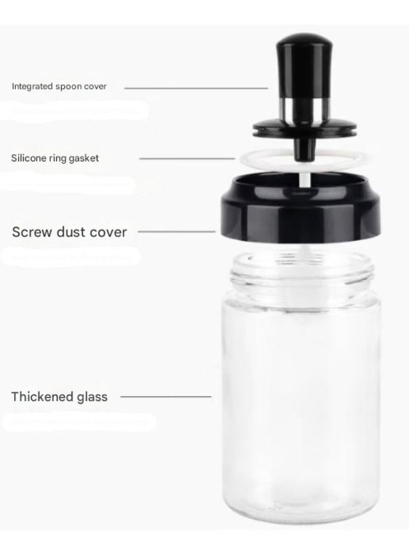 Jingke Glass Spice Jars with Lids and Spoon, Set of 4, Capacity 250ml (8.5 oz) - Image 3