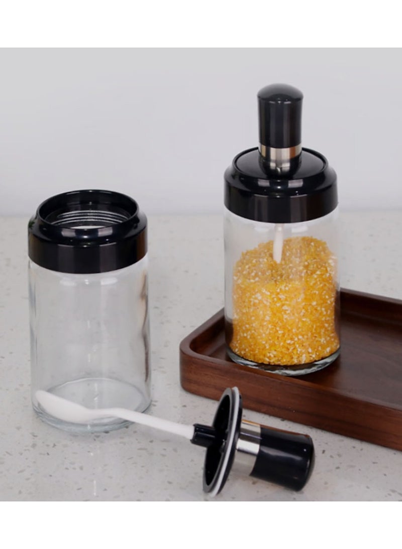 Jingke Glass Spice Jars with Lids and Spoon, Set of 4, Capacity 250ml (8.5 oz) - Image 4