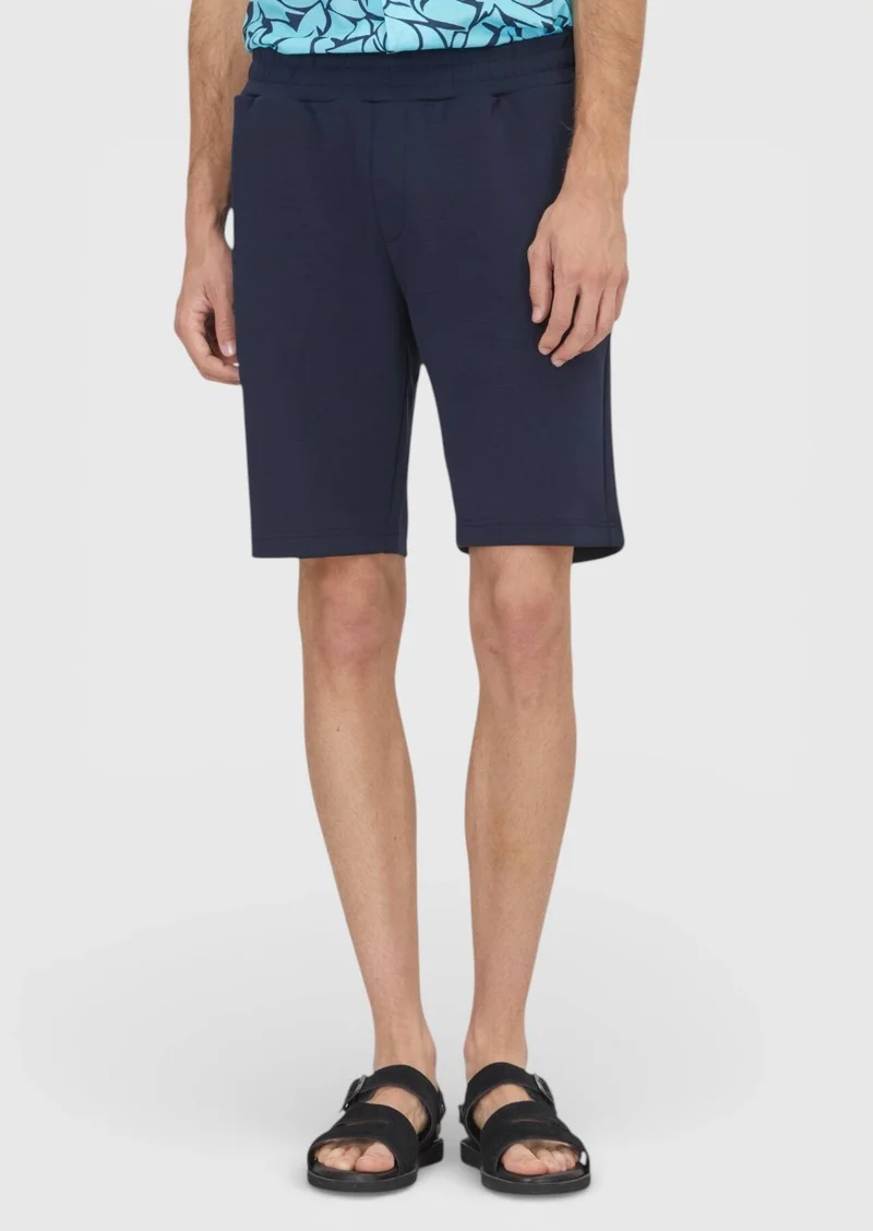 RAMSEY Navy Blue Knitting Regular Fit Casual Bermuda