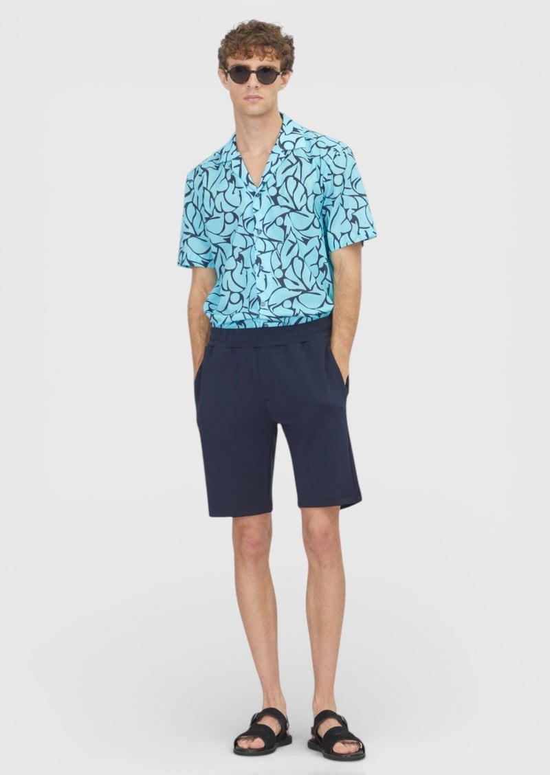رامسي شورت برمودا كاجوال بلون كحلي محبوك بقصة عادية - Image 1