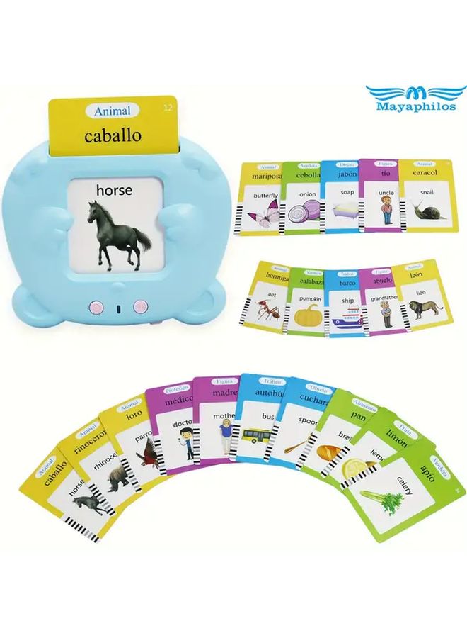 Bilingual Spanish English Talking Flash Cards Interactive Learning Educational Game For Kids 1pc - Image 1