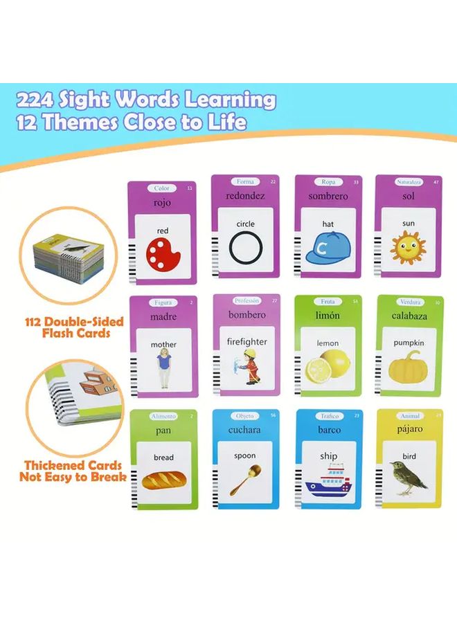 Bilingual Spanish English Talking Flash Cards Interactive Learning Educational Game For Kids 1pc - Image 4
