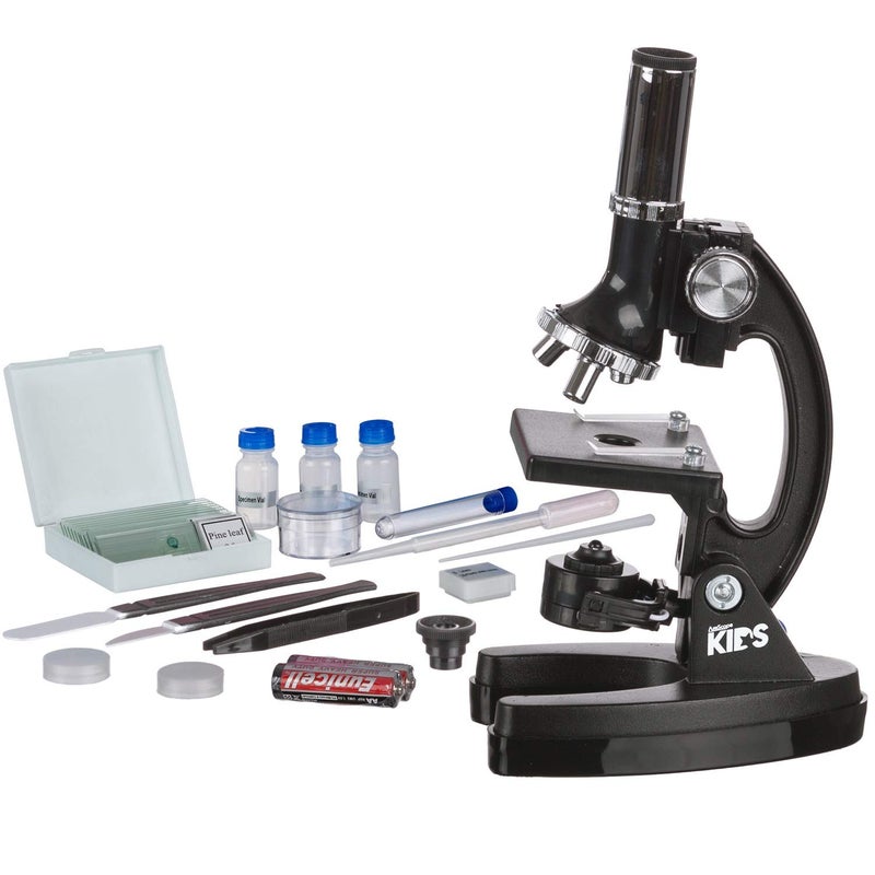 AmScope-KIDS M30-ABS-KT1 Beginner Microscope Kit, LED and Mirror Illumination, 120x - 1200x Six Magnifications, Metal Frame and Base, Includes 48-Piece Accessory Set and Case,Black - Image 4