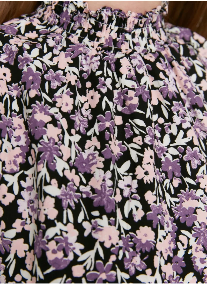 trendyol High Neck Floral Print Pocket Detail Dress