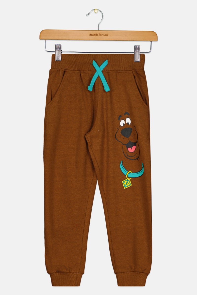 Scooby Doo Kids Girl Graphic Print Jogger Pants, Brown Combo  - Image 1