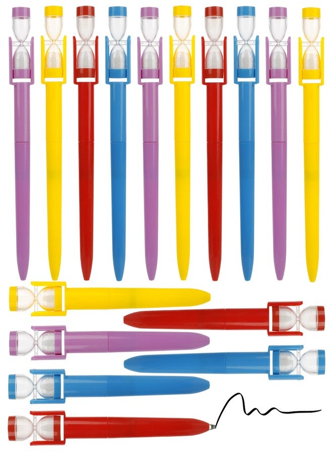 Umbrotiger Sand Timer Ballpoint Pens 16-Pack - 4 Colors Stress Relief Pens with Hourglass Top for Office & Professional Planning, Lightweight 9.3g Black Ink Writing Pens - Image 1