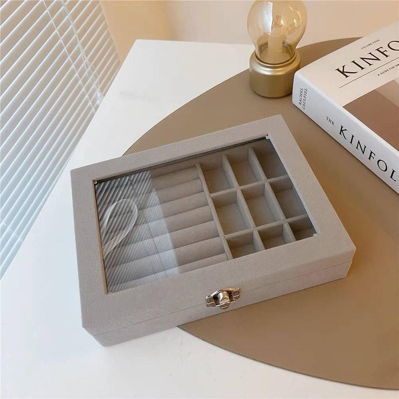 Velvet Jewelry Organizer Box for Women – Compact Necklace Ring Earring Storage Case – Travel Jewelry Holder with Compartments – Soft Dustproof Portable Jewelry Box - Image 2