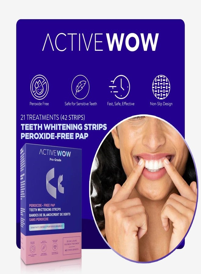 Active Wow 24k White Teeth Whitening Strips - Sensitive Teeth Whitening - 21-Day Kit, 42 Whitener Strips - Image 2