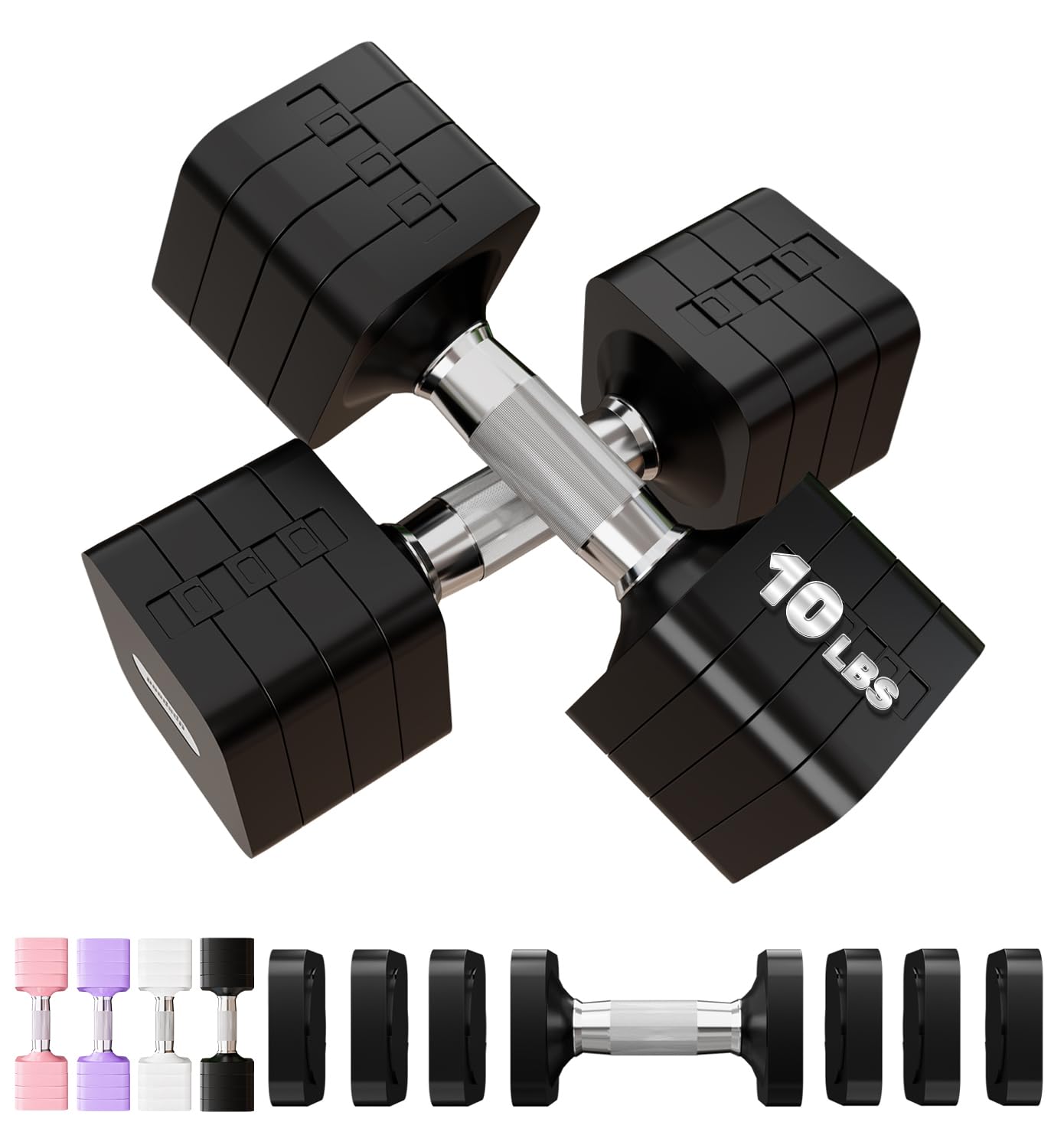 20LBS Adjustable Dumbbell Set, 4 in 1 Free Weights Dumbbells Set for Women Men Hand Weights Sets Adjust Dumbbell Weight Sets for Home Gym Exercise Workout Strength Training Equipments, Black